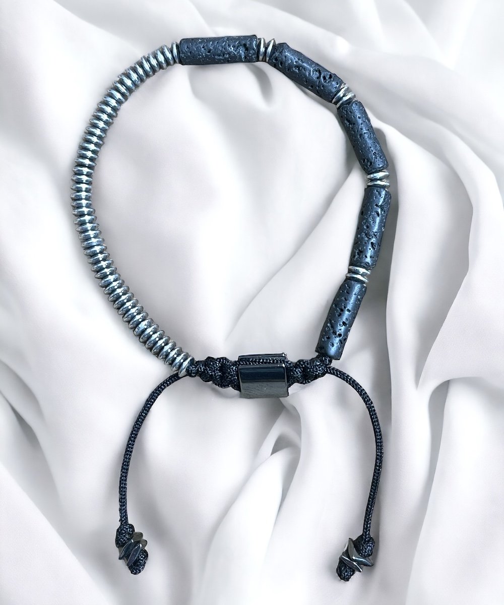 Lav-Hematit Makrome Bileklik