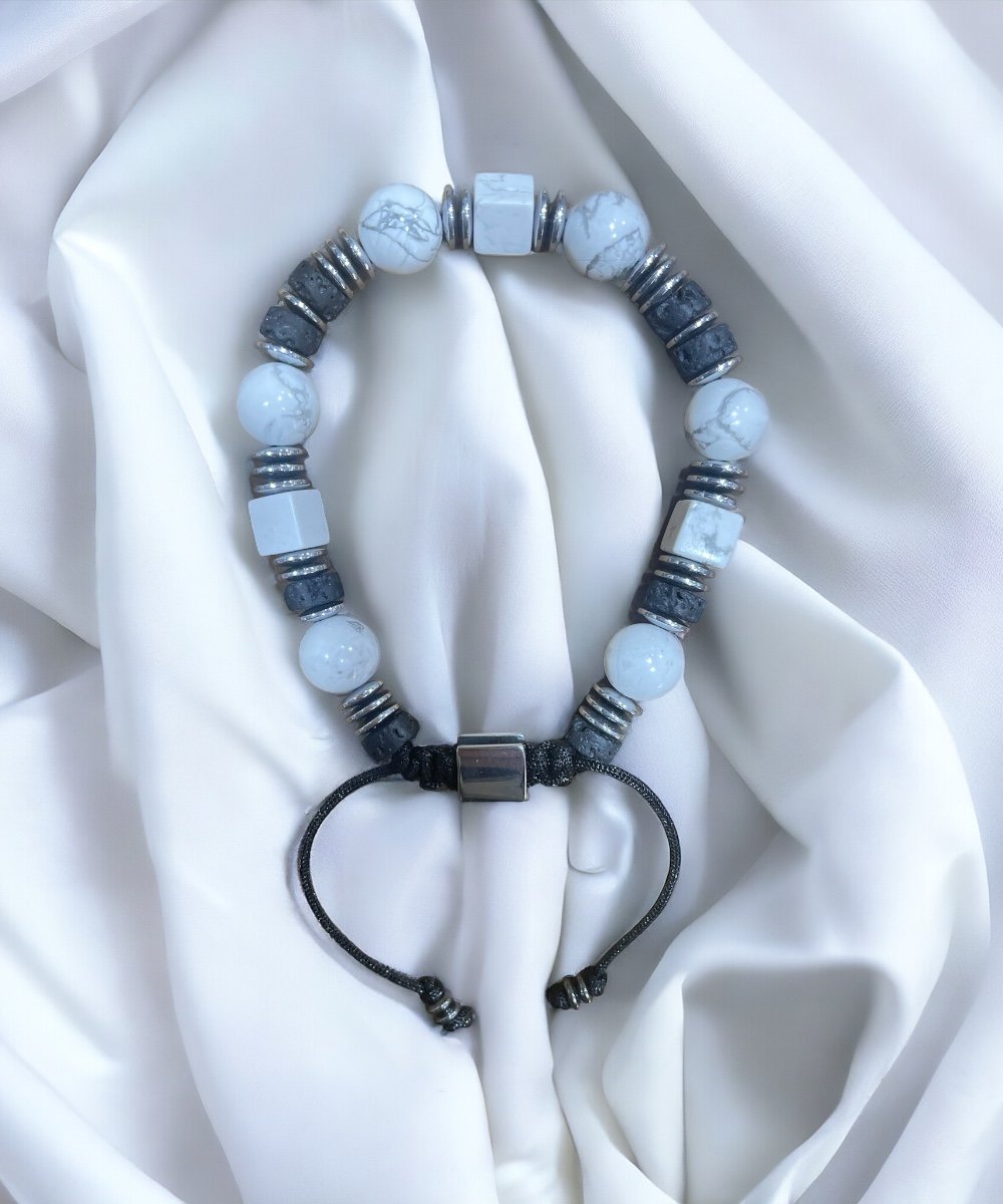 Havlit-Hematit-Lava Makrome Bileklik