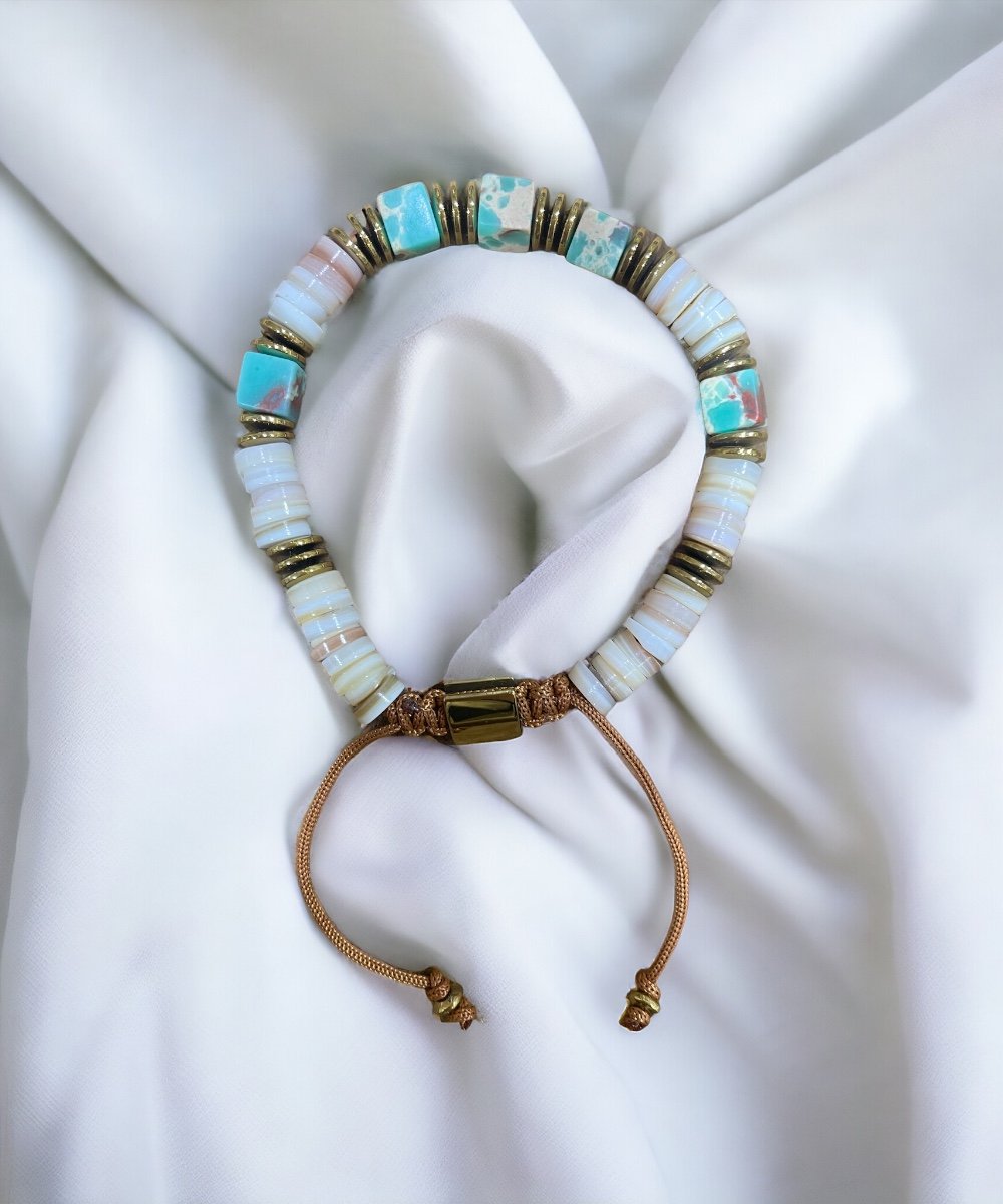 Varisit-Sedef-Hematit Makrome Bileklik