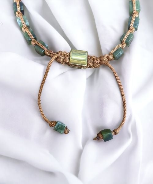 Küp Yeşim-Hematit Makrome Bileklik