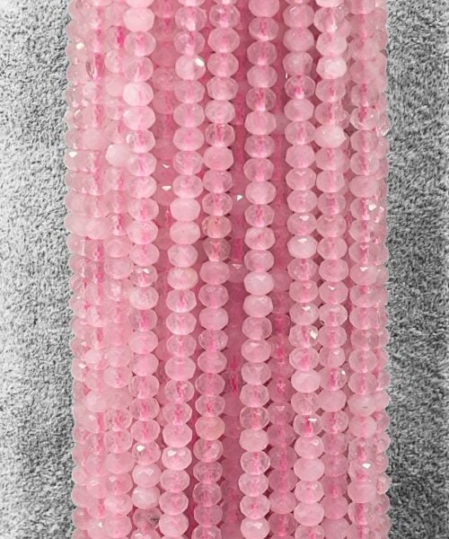 PEMBE KUVARS 3*4MM FASET KESİM