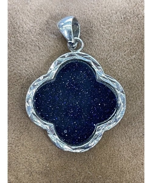 Lacivert Yıldıztaşı yonca kolye ucu