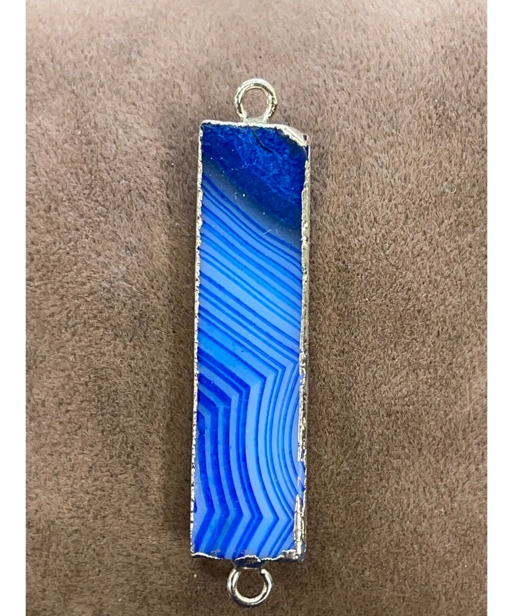 Mavi Akik Çift Kulplu Kolye Ucu