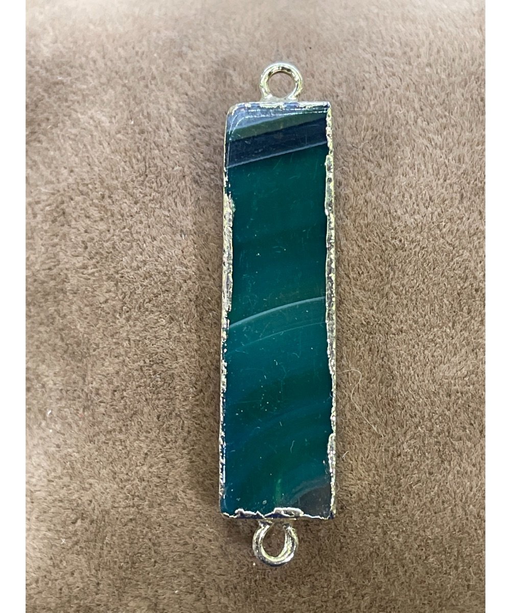 Yeşil Akik çift kulplu kolye ucu