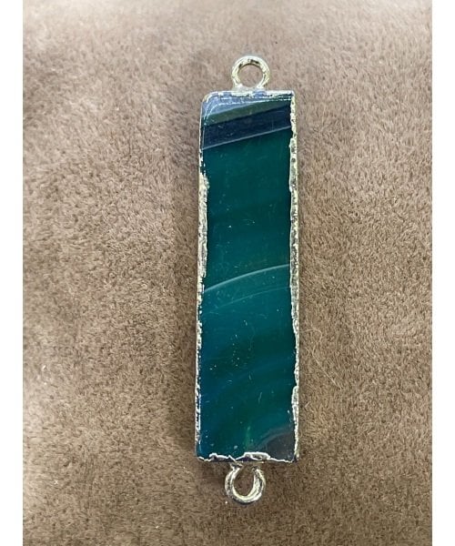 Yeşil Akik çift kulplu kolye ucu