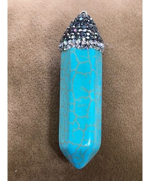 Yapay Turkuaz- taşlı kolye ucu